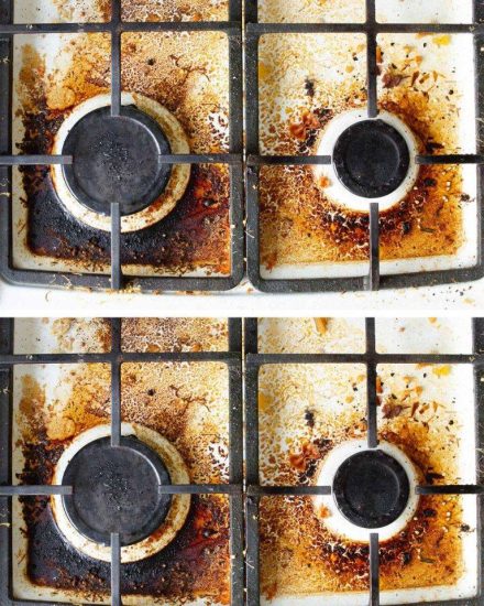 My husband’s cooking is excellent, but the consequences? Grease everywhere! How can I deal with the mess in this photo?