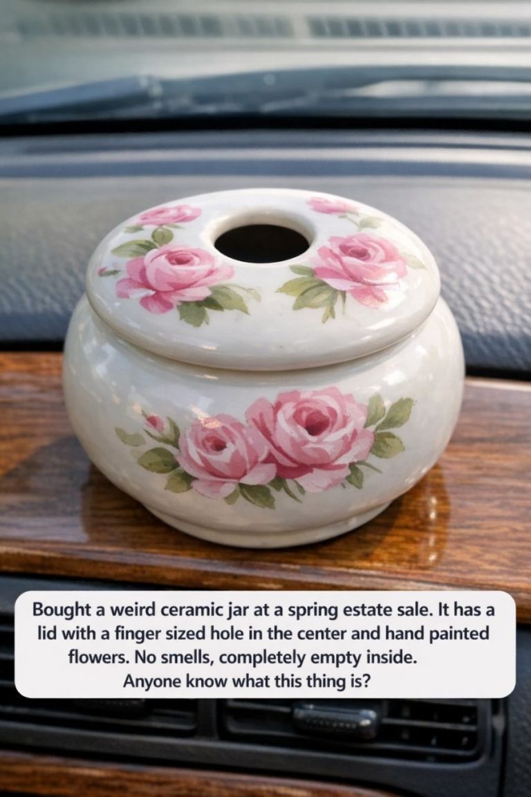 Bought a weird ceramic jar at a spring estate sale. It has a lid with a finger sized hole in the center and hand painted flowers. No smells, completely empty inside. Anyone know what this thing is?